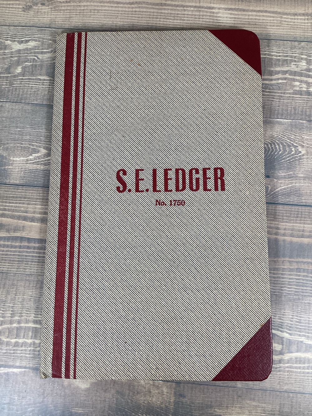 Vintage No. 1750 S.E. Ledger Record Book, Hardcover Single Entry Ledger Notebook